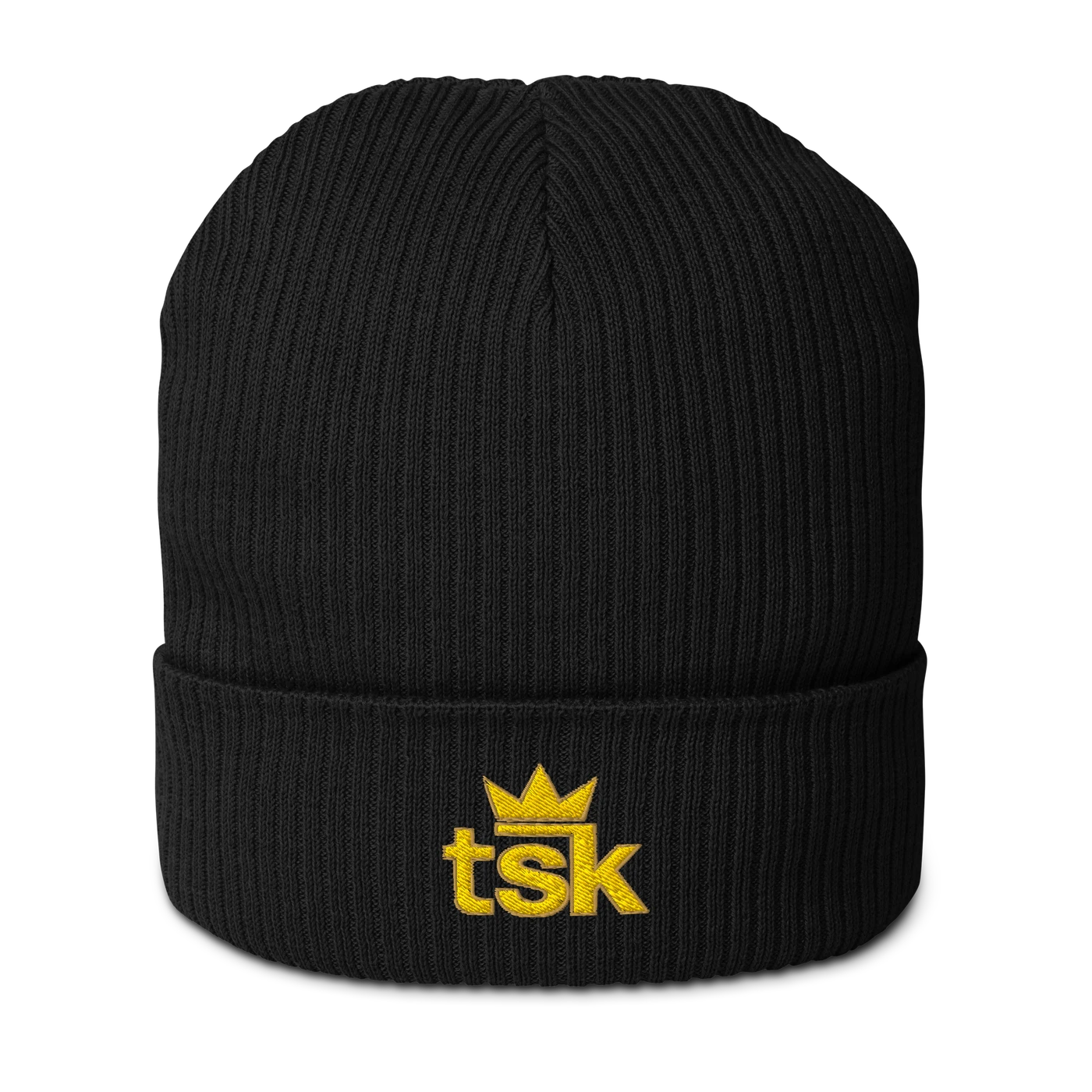 TSK Organic Ribbed Beanie — Black