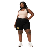 TSK Unisex Athletic Long Shorts — front view on plus-size model