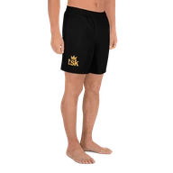 TSK Unisex Athletic Long Shorts — right view on model