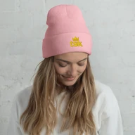 TSK Cuffed Beanie — Baby Pink — Woman White