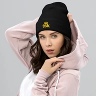 TSK Cuffed Beanie — Black — Woman Pink