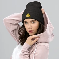 TSK Cuffed Beanie — Dark Grey — Woman Pink