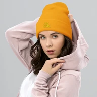 TSK Cuffed Beanie — Gold — Woman Pink