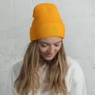 TSK Cuffed Beanie — Gold — Woman White
