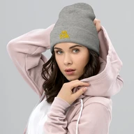 TSK Cuffed Beanie — Heather Grey — Woman Pink