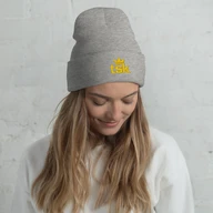 TSK Cuffed Beanie — Heather Grey — Woman White