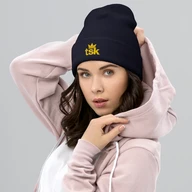TSK Cuffed Beanie — Navy — Woman Pink
