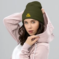 TSK Cuffed Beanie — Olive — Woman Pink