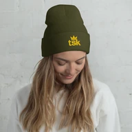 TSK Cuffed Beanie — Olive — Woman White