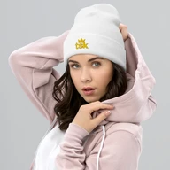 TSK Cuffed Beanie — White — Woman Pink