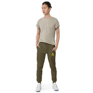 TSK Unisex Fleece Sweatpants — Military Green — Man front