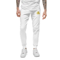 TSK Unisex Fleece Sweatpants — White — Front close-up