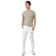 TSK Unisex Fleece Sweatpants — White — Man front