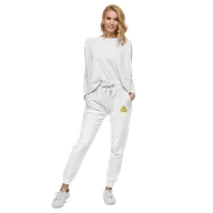 TSK Unisex Fleece Sweatpants — White — Woman front