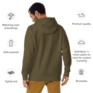 TSK Logo Unisex Premium Hoodie — Military Green — Back