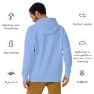 TSK Logo Unisex Premium Hoodie — Carolina Blue — Back