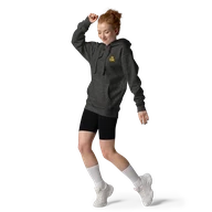 TSK Logo Unisex Premium Hoodie — Charcoal Heather — Woman front