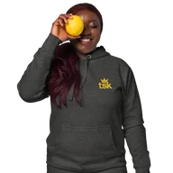 TSK Logo Unisex Premium Hoodie — Charcoal Heather — Lifestyle front