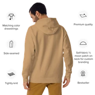 TSK Logo Unisex Premium Hoodie — Khaki — Back