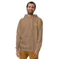 TSK Logo Unisex Premium Hoodie — Latte — Man front