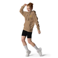 TSK Logo Unisex Premium Hoodie — Latte — Woman front