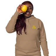 TSK Logo Unisex Premium Hoodie — Latte — Lifestyle front