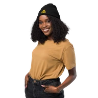 TSK Organic Ribbed Beanie — Black — Front