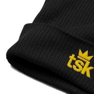 TSK Organic Ribbed Beanie — Black — Product Details 2