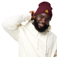 TSK Organic Ribbed Beanie — Burgundy — Front