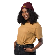 TSK Organic Ribbed Beanie — Burgundy — Front