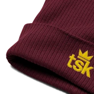 TSK Organic Ribbed Beanie — Burgundy — Product Details 2