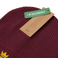TSK Organic Ribbed Beanie — Burgundy — Product Details
