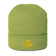TSK Organic Ribbed Beanie — Leaf Green — Front