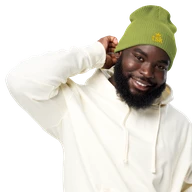 TSK Organic Ribbed Beanie — Leaf Green — Front