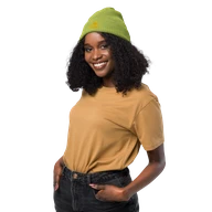 TSK Organic Ribbed Beanie — Leaf Green — Front