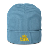 TSK Organic Ribbed Beanie — Light Avio Blue — Front