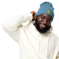 TSK Organic Ribbed Beanie — Light Avio Blue — Front