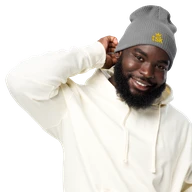 TSK Organic Ribbed Beanie — Light Grey — Front