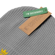TSK Organic Ribbed Beanie — Light Grey — Product Details