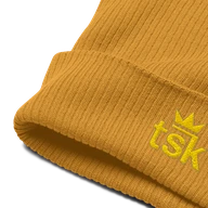 TSK Organic Ribbed Beanie — Mustard Yellow — Product Details 2