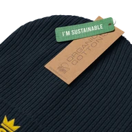 TSK Organic Ribbed Beanie — Oxford Navy — Product Details