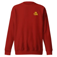 TSK Logo Unisex Premium Sweatshirt — Cardinal — Plain front