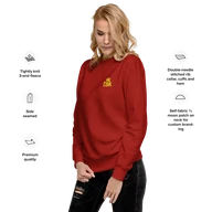 TSK Logo Unisex Premium Sweatshirt — Cardinal — Feature callouts