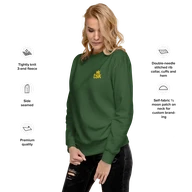 TSK Logo Unisex Premium Sweatshirt — Forest Green — Feature callouts