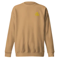 TSK Logo Unisex Premium Sweatshirt — Khaki — Plain front