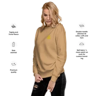 TSK Logo Unisex Premium Sweatshirt — Khaki — Feature callouts