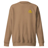 TSK Logo Unisex Premium Sweatshirt — Latte — Plain front
