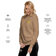 TSK Logo Unisex Premium Sweatshirt — Latte — Feature callouts