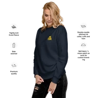 TSK Logo Unisex Premium Sweatshirt — Navy Blazer — Feature callouts