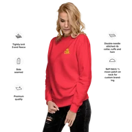 TSK Logo Unisex Premium Sweatshirt — Team Red — Feature callouts